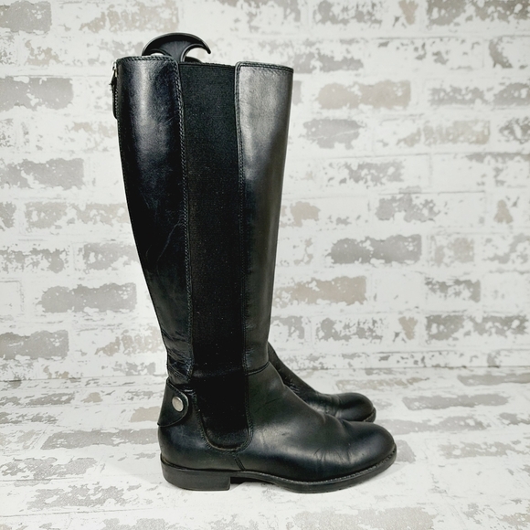 Franco Sarto Tahini Black Leather Elastic Gore Winter Boots I863 - Picture 5 of 14